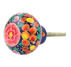 Multicolor Floral Hand Painted Kashmiri Indian Cabinet Knobs